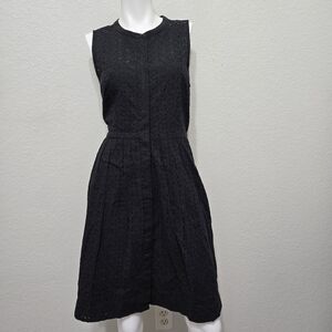 J Crew Black Eyelet Sleeveless Dress Size 10